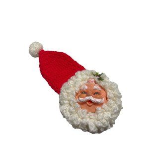 Vintage Rubber Faced Santa Head Handmade Decor Ornament